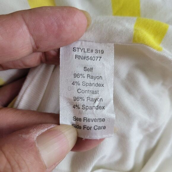 Cabi Tank Top M Yellow White Striped Sun Band Draped Cowl Neck Adjustable Straps - Picture 11 of 11